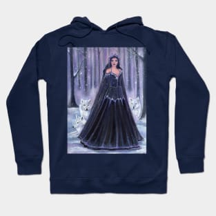 Winter goddess with wolves by Renee Lavoie Hoodie